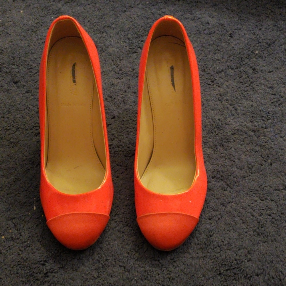 Neon orange  J.Crew capped toe heels